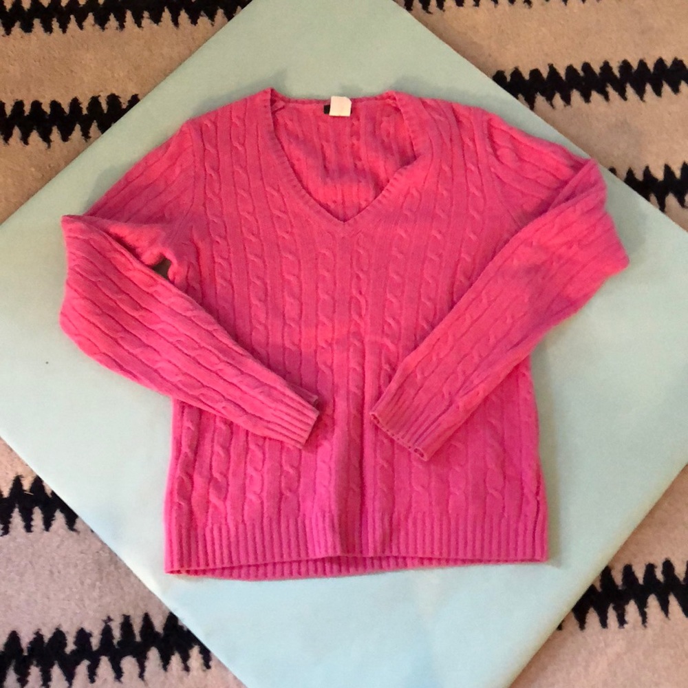 JCrew wool blend fuscia sweater vneck!!